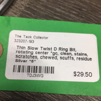 Thin Slow Twist D Ring Bit, rotating center *gc, clean, stains, scratches, chewed, scuffs, residue
