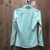 LS Sun Show Shirt, 1/2 Snap Up, snap collar, Mesh Sleeves *vgc, mnr threads, stains
