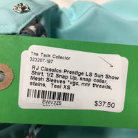 LS Sun Show Shirt, 1/2 Snap Up, snap collar, Mesh Sleeves *vgc, mnr threads, stains