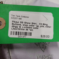 SS Show Shirt, 1/3 Bling Buttons, snap collar *gc, pits, collar: dingy & v.crinkled collar
