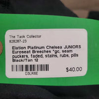 JUNIORS Euroseat Breeches *gc, seam puckers, faded, stains, rubs, pills

