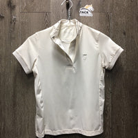 JUNIORS SS Sun Show Shirt, 1/4 Snap Up, snap collar *gc, mnr stains, stretched/frayed mesh holes, puckers, older, peeling logo, dingy?
