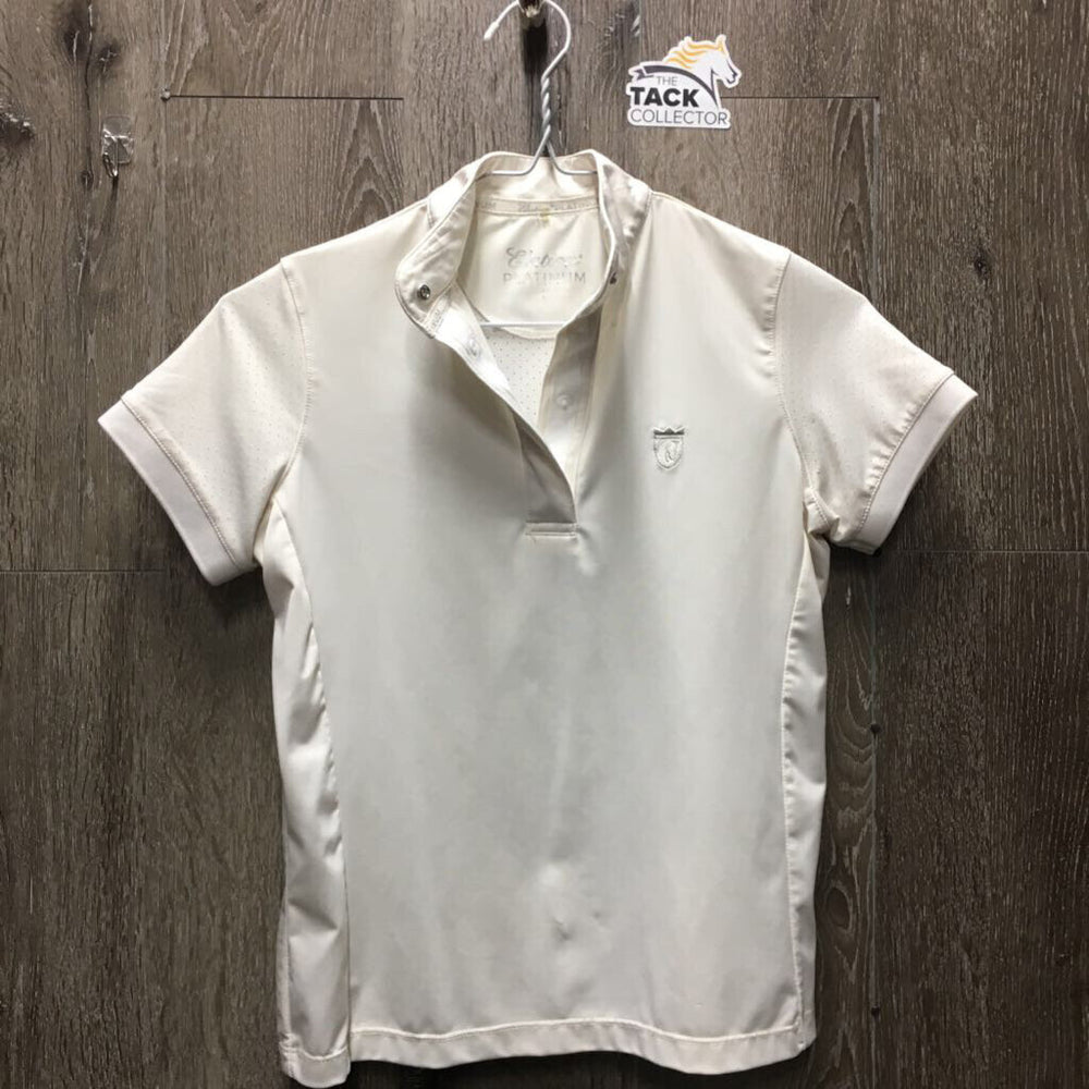 JUNIORS SS Sun Show Shirt, 1/4 Snap Up, snap collar *gc, mnr stains, stretched/frayed mesh holes, puckers, older, peeling logo, dingy?