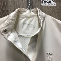 JUNIORS SS Sun Show Shirt, 1/4 Snap Up, snap collar *gc, mnr stains, stretched/frayed mesh holes, puckers, older, peeling logo, dingy?