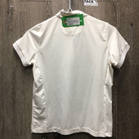 JUNIORS SS Sun Show Shirt, 1/4 Snap Up, snap collar *gc, mnr stains, stretched/frayed mesh holes, puckers, older, peeling logo, dingy?
