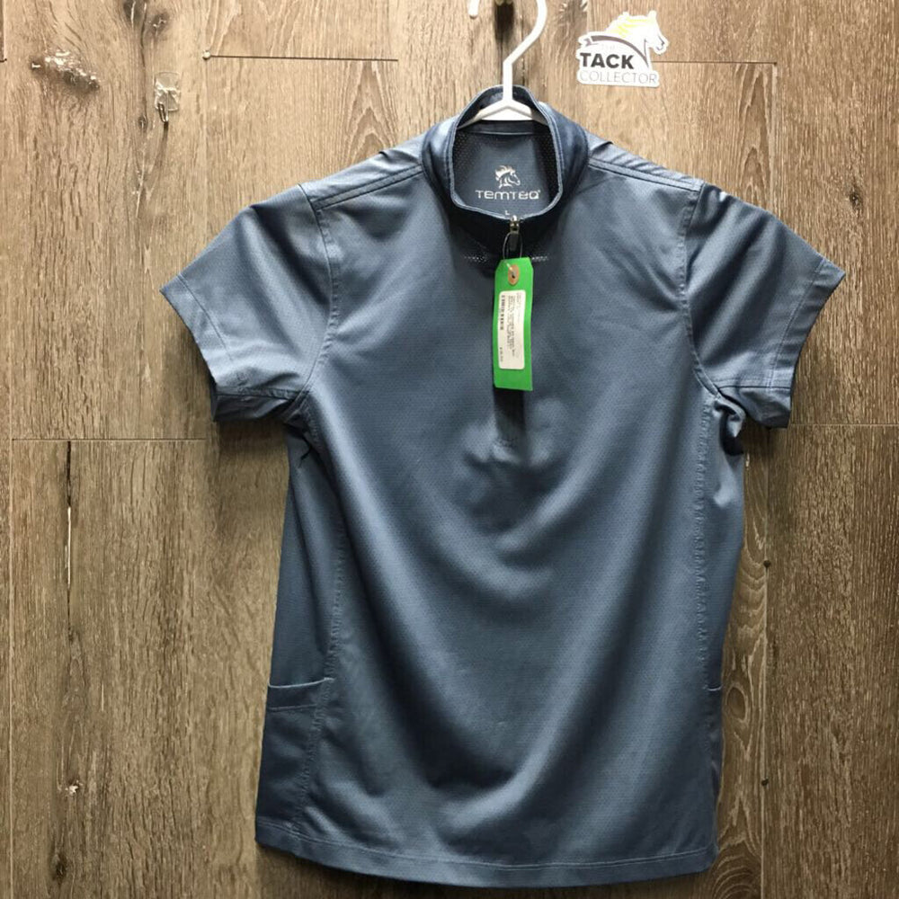 JUNIORS SS Mesh Sun Shirt, 1/4 Zip Up *vgc, seam puckers, v.mnr stain