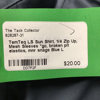 LS Sun Shirt, 1/4 Zip Up, Mesh Sleeves *gc, broken pit elastics, mnr snags
