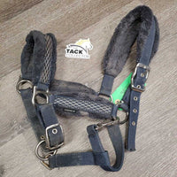 Nylon Fleece Lined Halter, adj, snap *gc, clumpy, dirty, mnr hair, snags, threads
