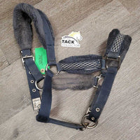 Nylon Fleece Lined Halter, adj, snap *gc, clumpy, dirty, mnr hair, snags, threads

