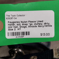 Nylon Fleece Lined Halter, adj, snap *gc, clumpy, dirty, mnr hair, snags, threads
