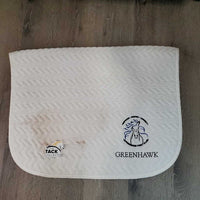 Thin Quilt Baby Saddle Pad, "Springbank Pony Club" *gc, clean, stains, puckers, mnr dingy
