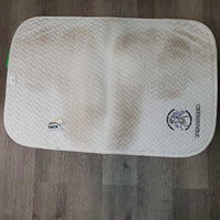 Thin Quilt Baby Saddle Pad, "Springbank Pony Club" *gc, clean, stains, puckers, mnr dingy

