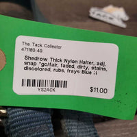 Thick Nylon Halter, adj, snap *gc/fair, faded, dirty, stains, discolored, rubs, frays
