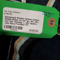 Cotton Stable Sheet, 2x tail *gc, dirt, film, mnr hair, threads, v. mnr repairs, rubs
