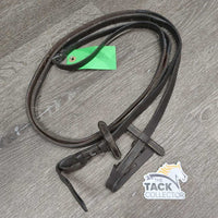 Narrow Rubber Lined Leather Reins *gc/fair, dry, rubs, loose threads, creases, dirt, thin edges, loose hooks
