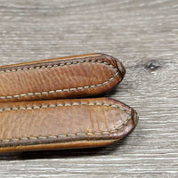 Thick Soft Nylon Lined Stirrup Leathers *gc, rubs, v.stained, creases, dirt, older, dent, hole threads
