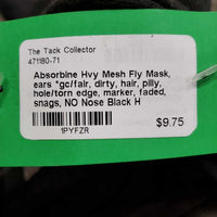 Hvy Mesh Fly Mask, ears *gc/fair, dirty, hair, pilly, hole/torn edge, marker, faded, snags, NO Nose