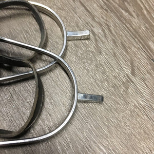 Flat End German Spurs, Narrow Leather Straps *gc, clean, stains, scrapes, xholes, widened