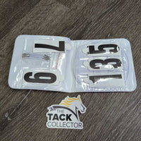 Horse Show #'s - 5 Number Sets ONLY, 3 elastics, holder *vgc/xc, mnr stains
