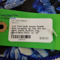 Quilt Jumper Saddle Pad, 2x piping *gc, hair, dirt, mnr rubs, stains, puckers, fray
