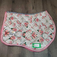 Quilt Jumper Saddle Pad, 2x piping *gc, hair, puckers, rubs, pills, dirt, mnr threads, stains, snags
