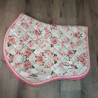 Quilt Jumper Saddle Pad, 2x piping *gc, hair, puckers, rubs, pills, dirt, mnr threads, stains, snags
