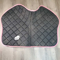 Quilt Jumper Saddle Pad, 2x piping *gc, hair, puckers, rubs, pills, dirt, mnr threads, stains, snags
