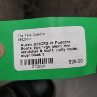 JUNIORS Pr Paddock Boots, zips *vgc, clean, mnr scratches & scuff, v.pilly inside, older