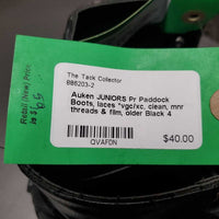 JUNIORS Pr Paddock Boots, laces *vgc/xc, clean, mnr threads & film, older
