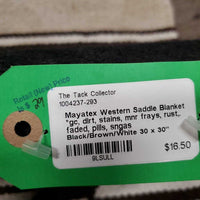 Western Saddle Blanket *gc, dirt, stains, mnr frays, rust,. faded, pills, sngas