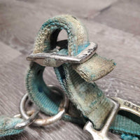 Thick Nylon Breakaway Halter, snap, adj * fair, faded, v.stiff, twisted, faded, v.stained, curled
