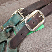 Thick Nylon Breakaway Halter, snap, adj * fair, faded, v.stiff, twisted, faded, v.stained, curled
