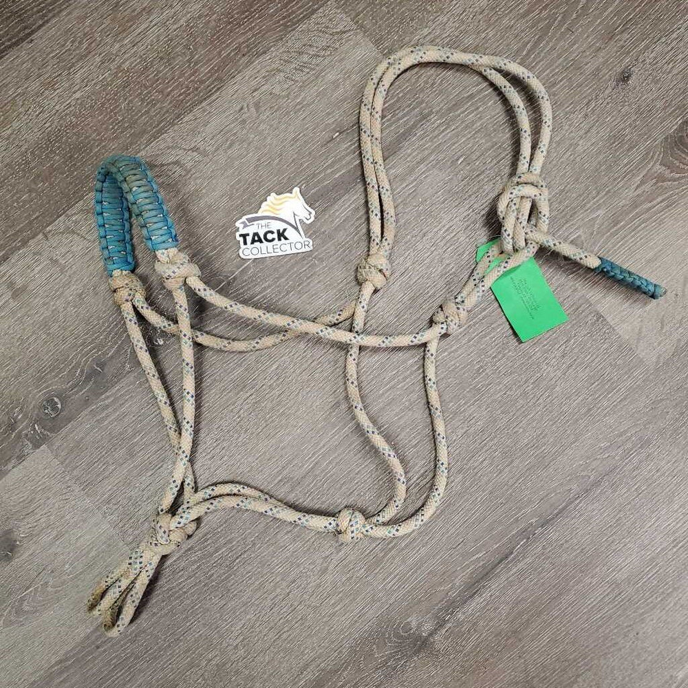 Thick Stiff Nylon Rope Halter, Wrapped Noseband* gc, dingy, stains, rubs, frays