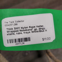 Thick Stiff Nylon Rope Halter, Wrapped Noseband* gc, dingy, stains, rubs, frays
