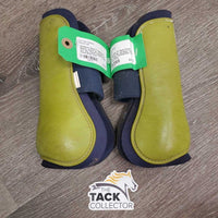 Pr Open Front Boots, velcro *gc, scrapes, rubs, mnr dirt, stains, residue/film, older
