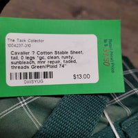 Cotton Stable Sheet, tail, 0 legs *gc, clean, rusty, sunbleach, mnr repair, faded, threads
