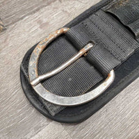 Wide Nylon Web Neoprene Velcro Liner Cinch, 2x D Rings *fair, dirt, curled/folded edges, v.rusty, chips, older, frays

