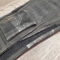 Wide Nylon Web Neoprene Velcro Liner Cinch, 2x D Rings *fair, dirt, curled/folded edges, v.rusty, chips, older, frays
