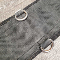 Nylon Web Neoprene Velcro Liner Cinch, 2x D Rings *gc/fair, rusty, dirty, hair, curled/folded edges, hard/lumpy lining
