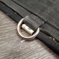 Nylon Web Neoprene Velcro Liner Cinch, 2x D Rings *gc/fair, rusty, dirty, hair, curled/folded edges, hard/lumpy lining
