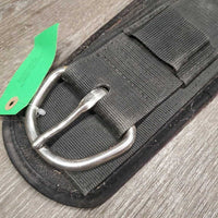 Nylon Web Neoprene Velcro Liner Cinch, 2x D Rings *gc/fair, rusty, dirty, hair, curled/folded edges, hard/lumpy lining
