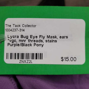 Lycra Bug Eye Fly Mask, ears *vgc, mnr threads, stains