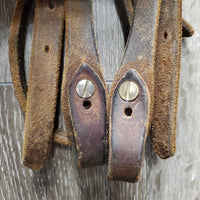 Harness Leather Headstall *gc, dirty, stiff, stains, xholes, dry, edge scrapes, den
