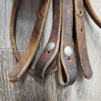Harness Leather Headstall *gc, dirty, stiff, stains, xholes, dry, edge scrapes, den
