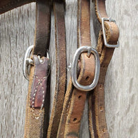 Harness Leather Headstall *gc, dirty, stiff, stains, xholes, dry, edge scrapes, den
