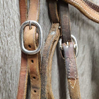 Harness Leather Headstall *gc, dirty, stiff, stains, xholes, dry, edge scrapes, den

