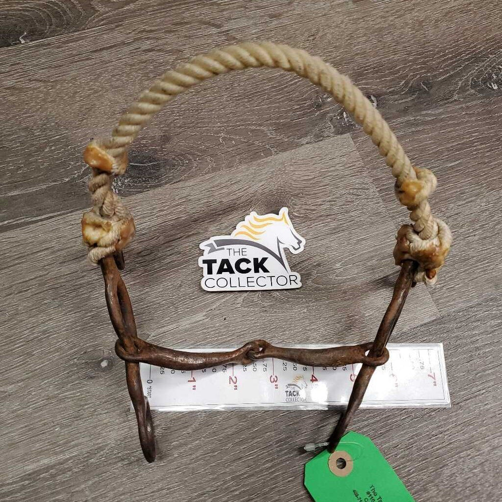 SS Jointed Combo Barrel Bit, Lariat Rope Noseband *fair, stiff, v.rusty, clean, mnr residue