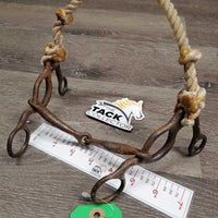 SS Jointed Combo Barrel Bit, Lariat Rope Noseband *fair, stiff, v.rusty, clean, mnr residue
