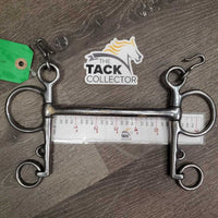 SS Curved Mullen Mouth Pelham Bit, 2 Hooks *gc, clean, stains, scale, scratches
