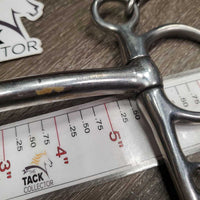 SS Curved Mullen Mouth Pelham Bit, 2 Hooks *gc, clean, stains, scale, scratches
